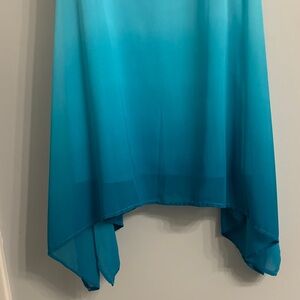 Zac & Rachel Turquoise Scoop Neck Sleeveless Top Ombré Turquoise Like New